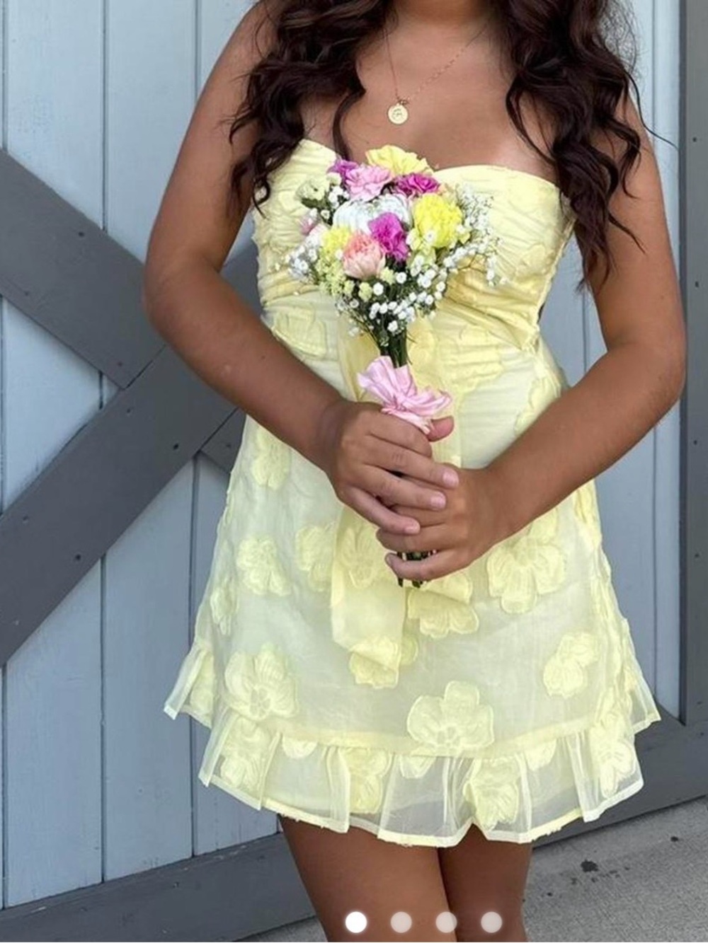 Hello Molly Strapless Yellow Floral Sundress